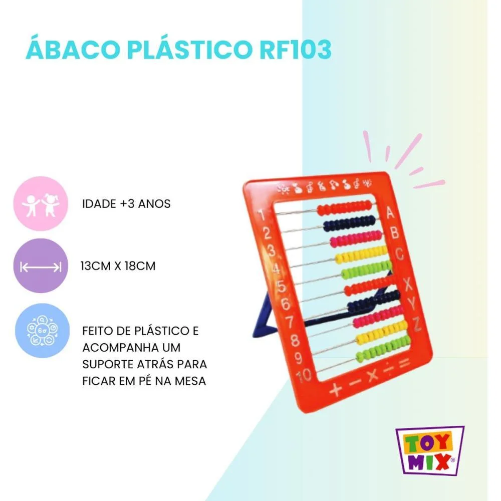 CONTADOR ABACO PLASTICO RF103 18X13CM (S) TOY MIX (UNIDADE) - imagem 4