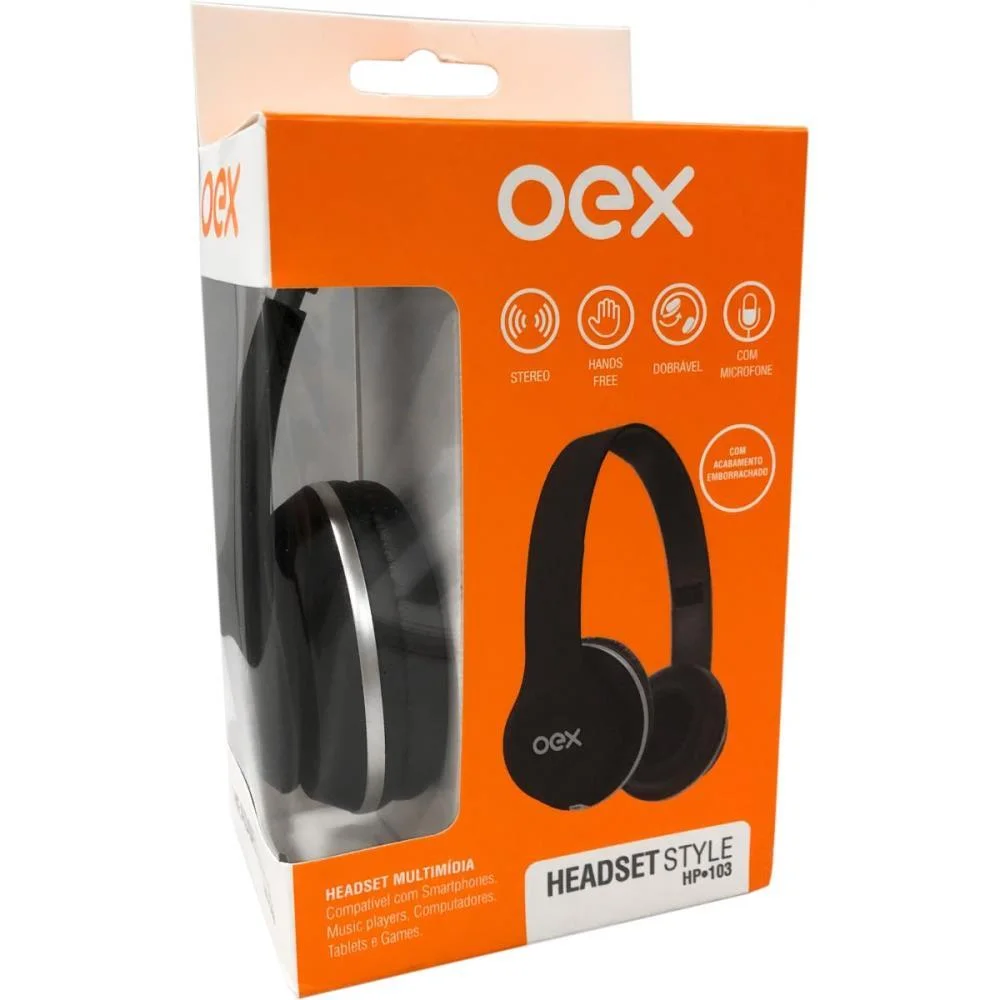 FONE DE OUVIDO STYLE HEADPHONE CABO 1,6M PRET NEWEX (UNIDADE) - imagem 2
