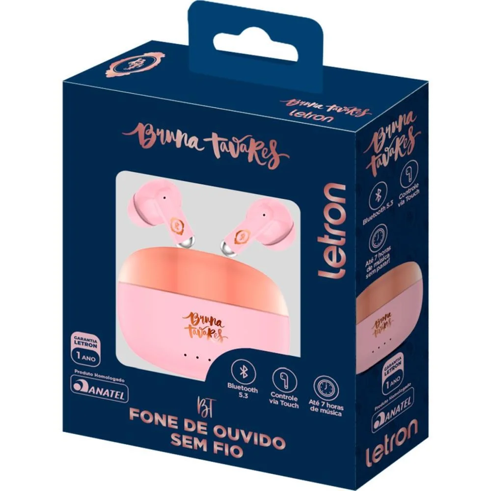 FONE DE OUVIDO BLUETOOTH BRUNA TAVARES 5.3 USB-C ROSE LEONORA (UNIDADE) - imagem 4