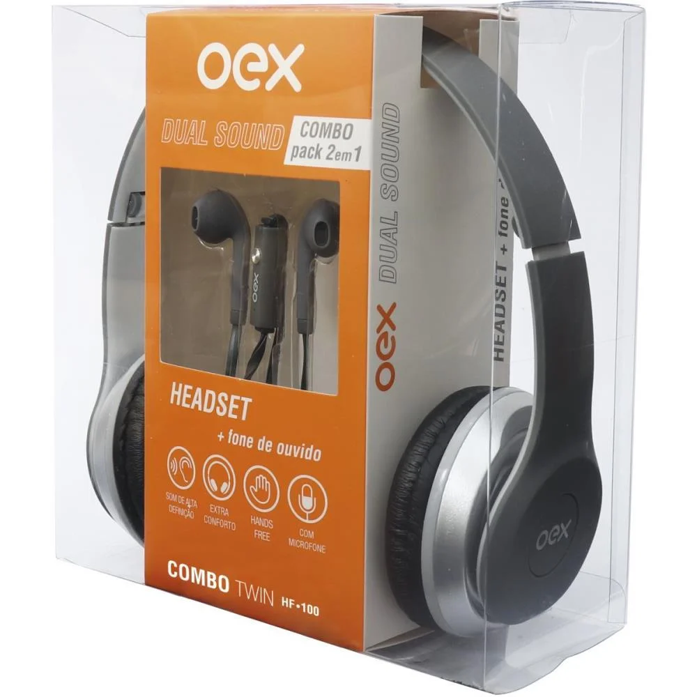FONE DE OUVIDO HEADSET+FONE HF100 C/MIC PRETO NEWEX (UNIDADE) - imagem 4