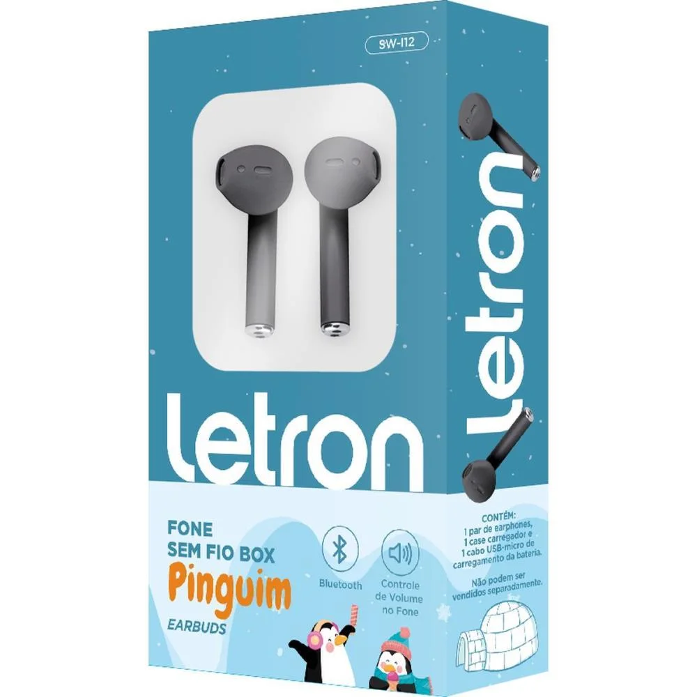 FONE DE OUVIDO BLUETOOTH LETRON BOX PINGUIN LEONORA (UNIDADE) - imagem 4