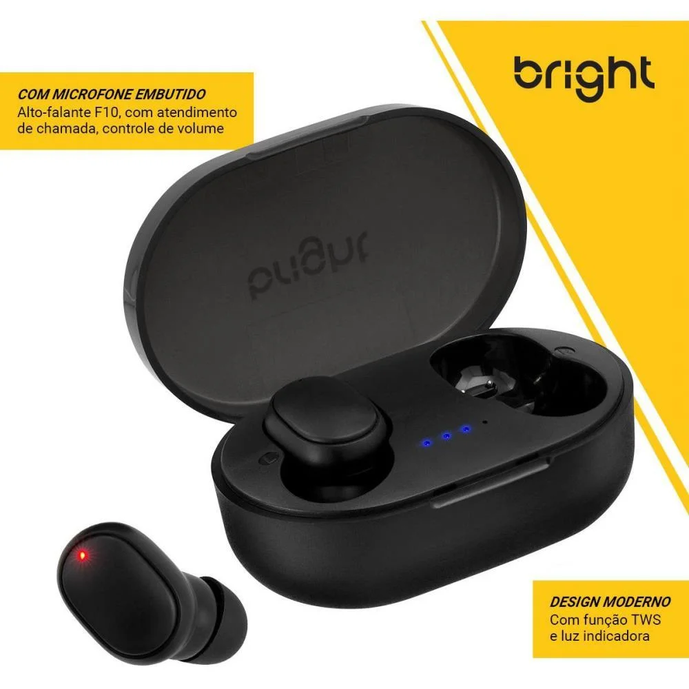 FONE DE OUVIDO BLUETOOTH MAX SOUND PRETO BRIGHT (UNIDADE) - imagem 4