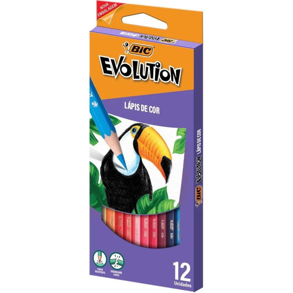LAPIS DE COR SEXTAVADO EVOLUTION 12 CORES BIC (UNIDADE) - imagem 2