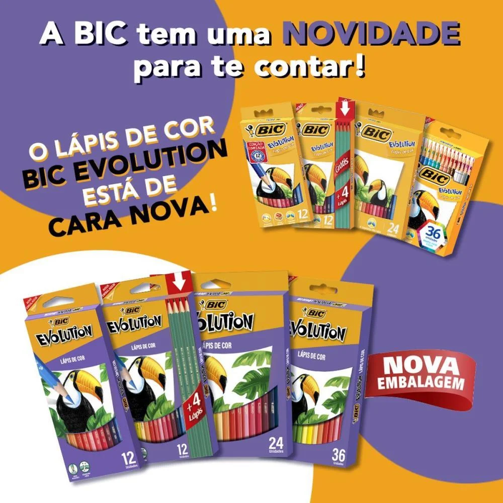 LAPIS DE COR SEXTAVADO EVOLUTION 12 CORES BIC (UNIDADE) - imagem 3