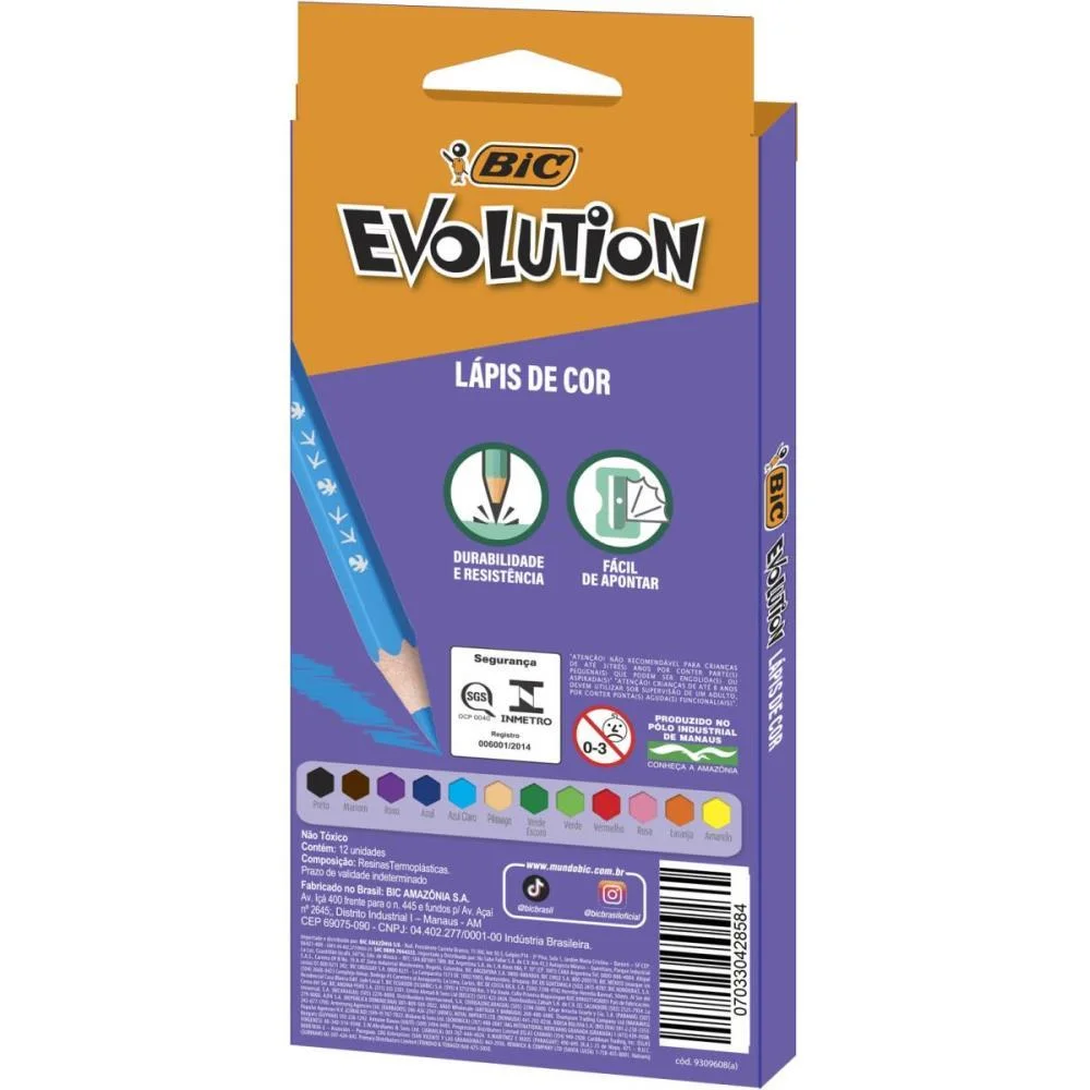 LAPIS DE COR SEXTAVADO EVOLUTION 12 CORES BIC (UNIDADE) - imagem 4