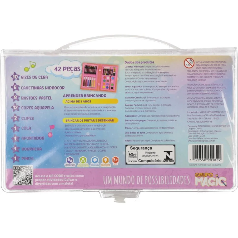 MALETA PARA PINTURA UNICORNIO 42 PECAS 23,5X14CM MAGIC KIDS (UNIDADE) - imagem 3