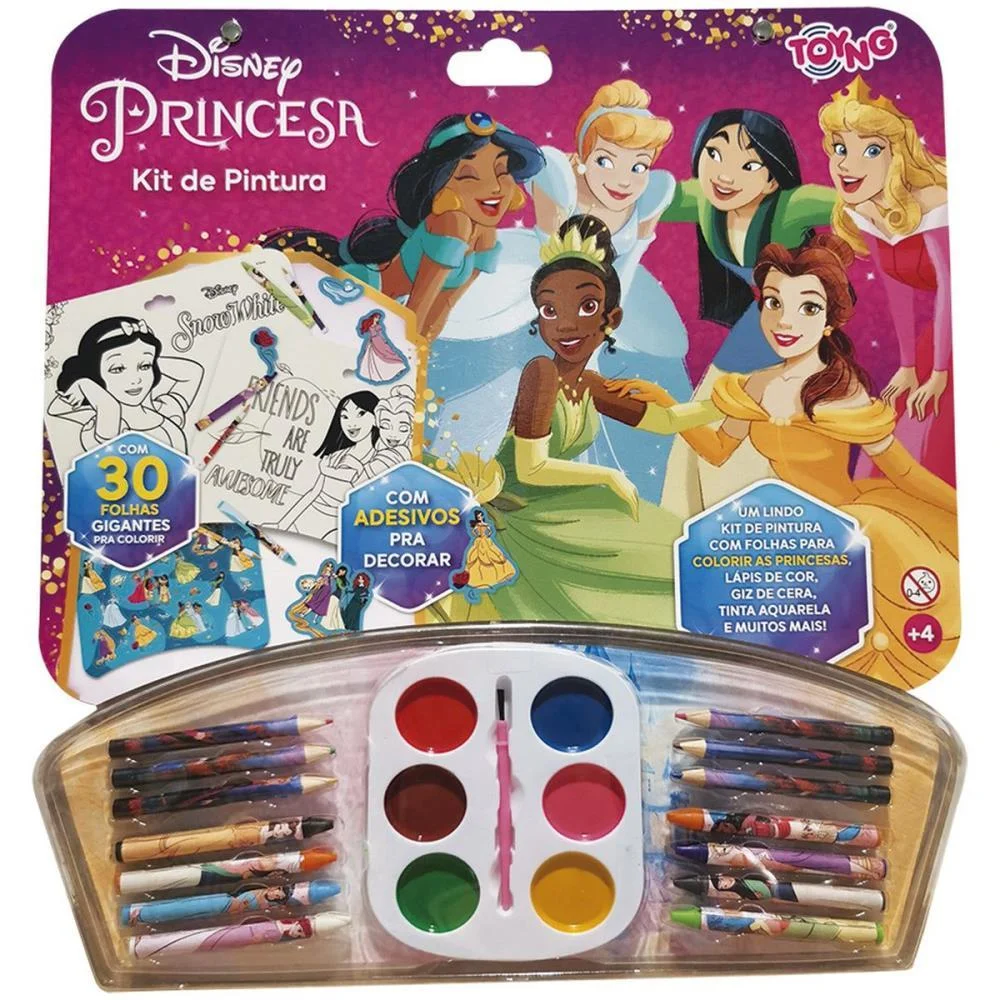 MALETA PARA PINTURA PRINCESAS KIT PINTURA C/ADESIV TOYNG (UNIDADE) - imagem 4