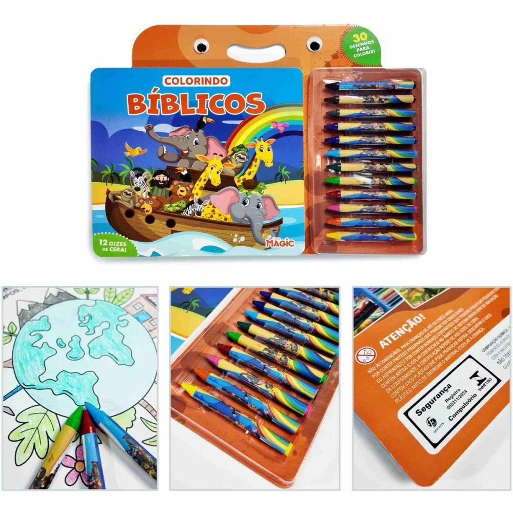 MALETA PARA PINTURA COLORINDO BIBLICOS C/GIZ 30PGS MAGIC KIDS (UNIDADE) - imagem 3
