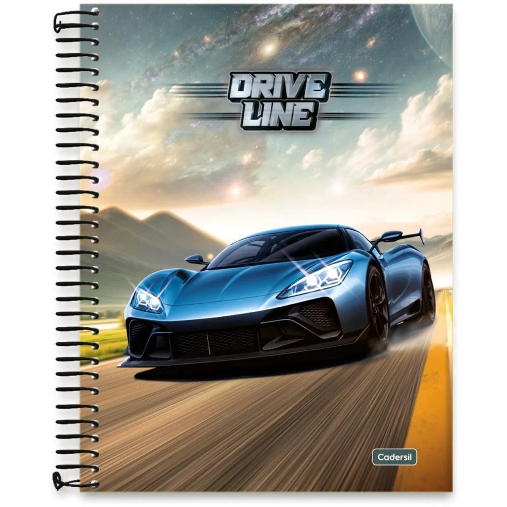 CADERNO 10X1 CAPA DURA DRIVE LINE CP.METALIZADA 160FL CADERSIL (PCT.C/04) - imagem 3
