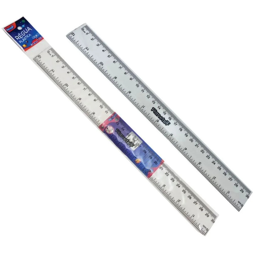 REGUA DE POLIESTIRENO CRISTAL 30CM C/EMB.INDIVIDUAL V.M.P. (PCT.C/10) - imagem 2
