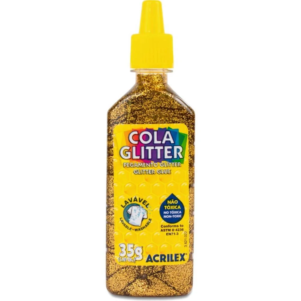 COLA COM GLITTER TUBO 35G. OURO ACRILEX (DUZIA) - imagem 3