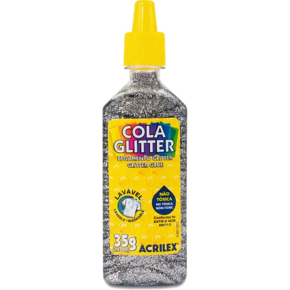 COLA COM GLITTER TUBO 35G. PRATA ACRILEX (DUZIA) - imagem 3