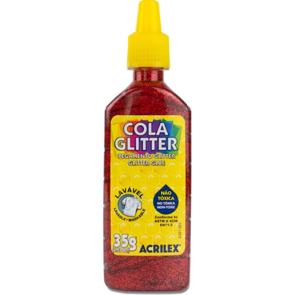 COLA COM GLITTER TUBO 35G. VERMELHO ACRILEX (DUZIA) - imagem 2