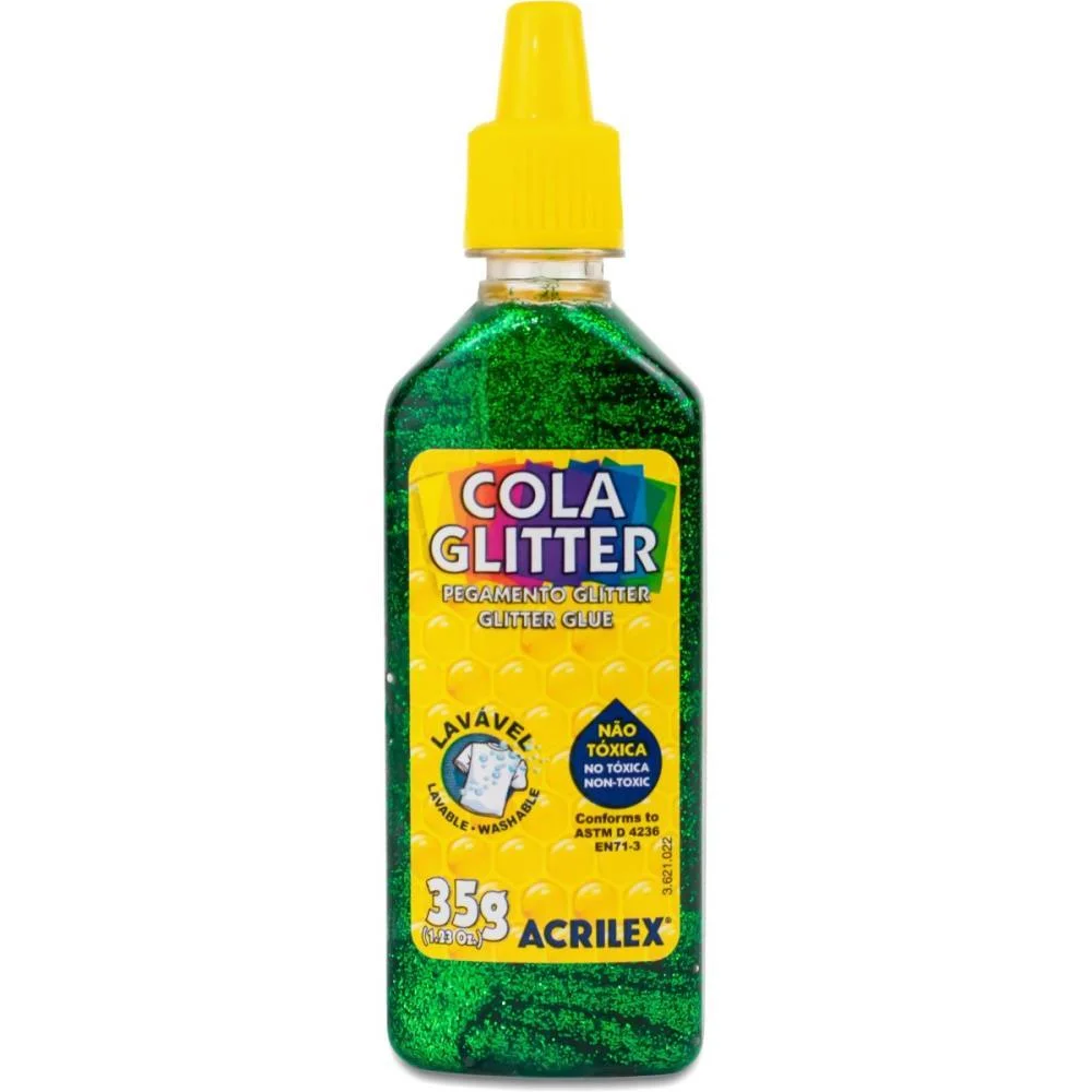 COLA COM GLITTER TUBO 35G. VERDE ACRILEX (DUZIA) - imagem 3