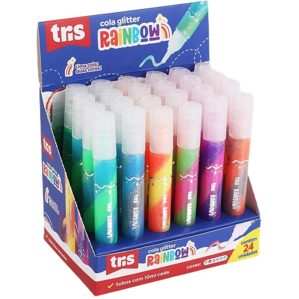 COLA COM GLITTER TUBO 10ML 6 CORES SUMMIT (DP.C/24) - imagem 3