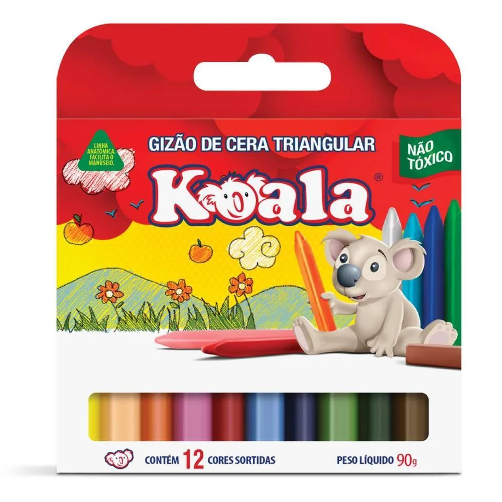 GIZ DE CERA JUMBO 12 CORES KOALA TRIANGULAR DELTA (PCT.C/12) - imagem 3