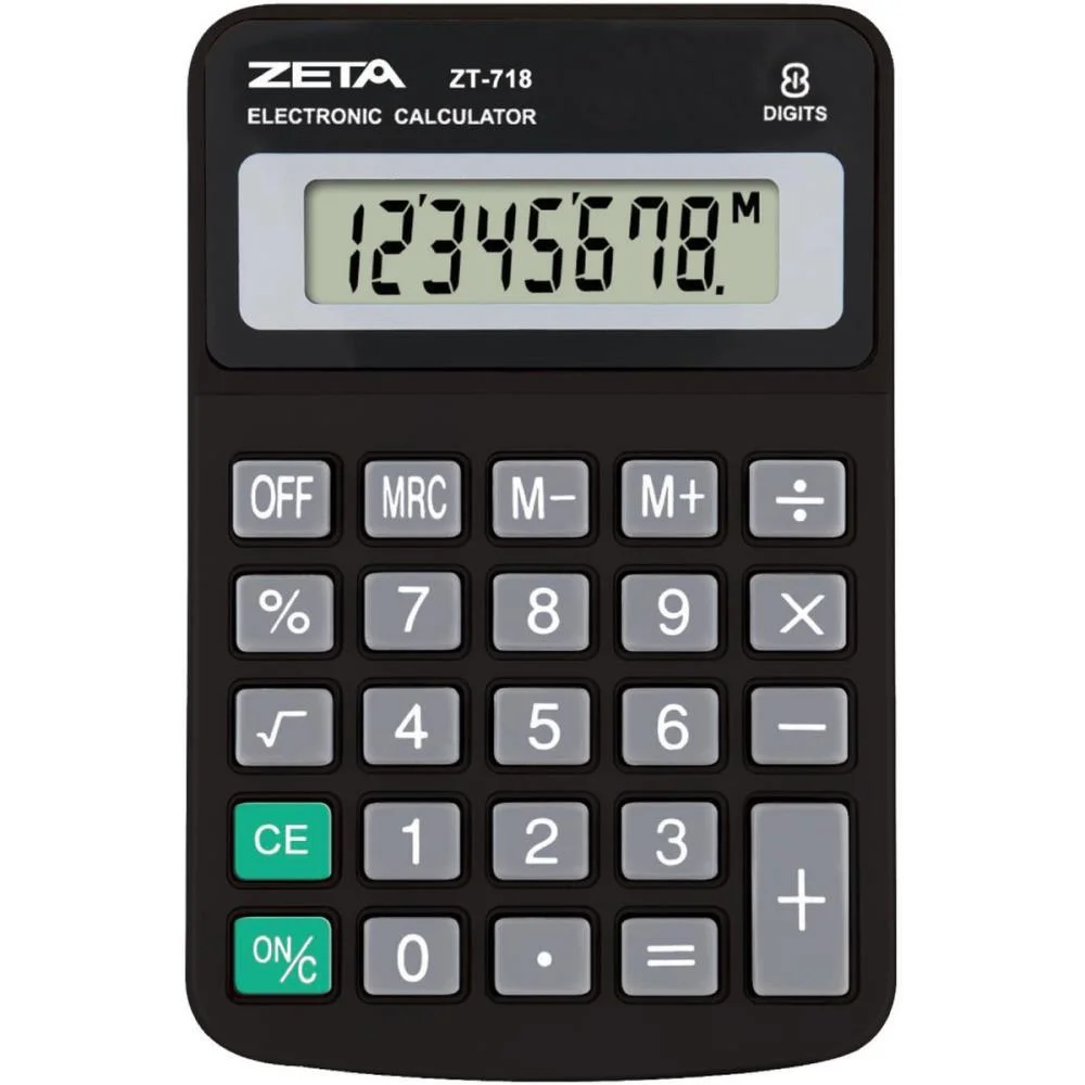CALCULADORA DE BOLSO 8 DIG. ZETA ZT718 PRETA PROCALC (UNIDADE) - imagem 3