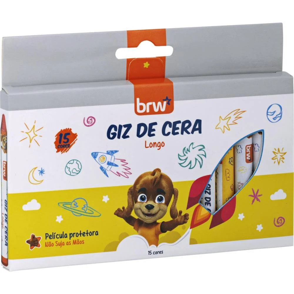GIZ DE CERA FINO 15 CORES BRW (UNIDADE) - imagem 2