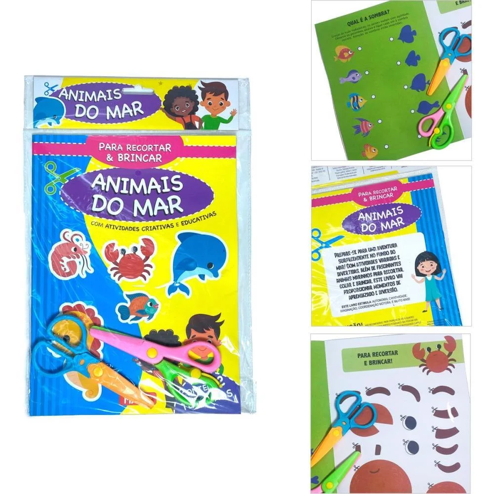 LIVRO DE ATIVIDADES RECORTAR E BRINCAR ANIMAIS MAR MAGIC KIDS (UNIDADE) - imagem 3