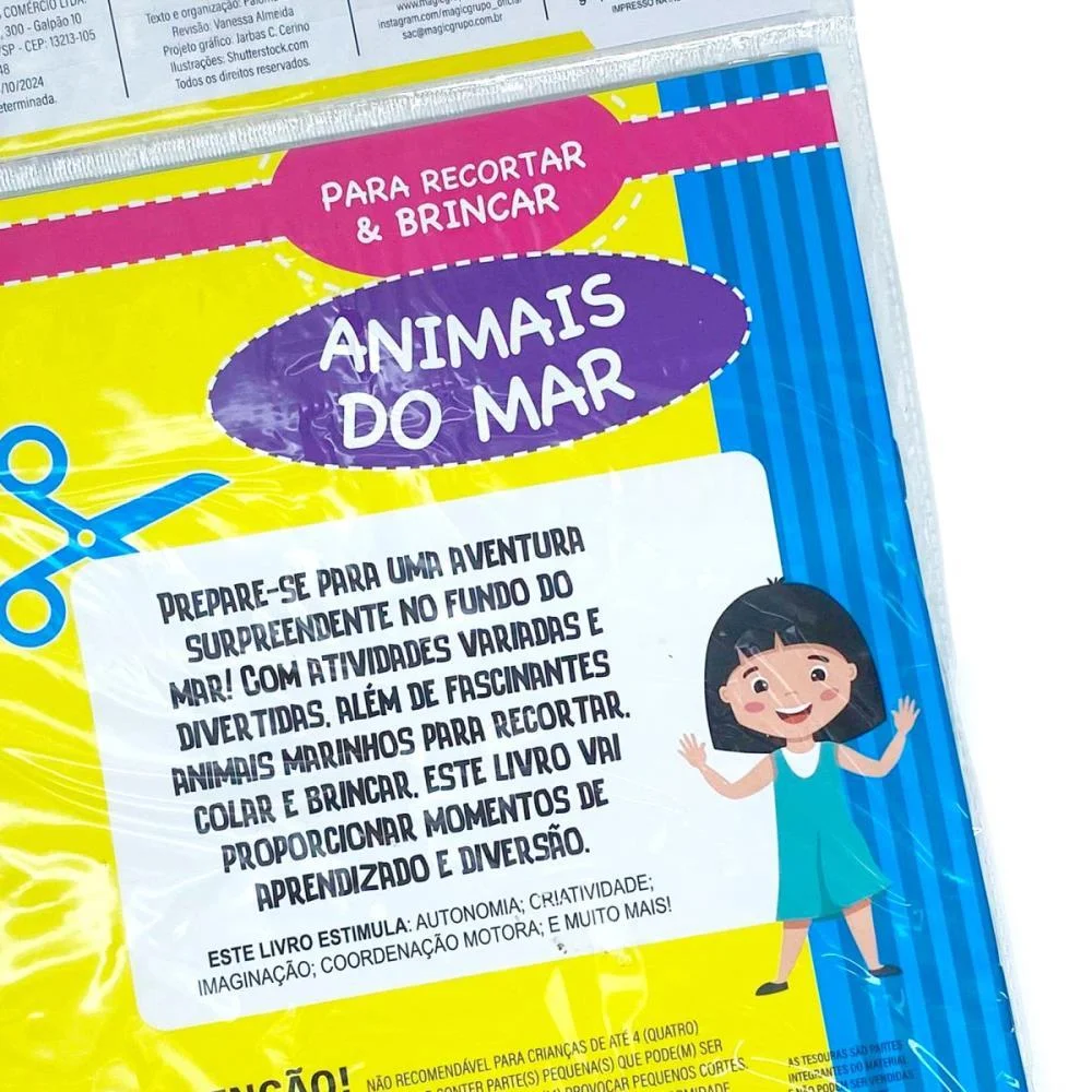 LIVRO DE ATIVIDADES RECORTAR E BRINCAR ANIMAIS MAR MAGIC KIDS (UNIDADE) - imagem 4