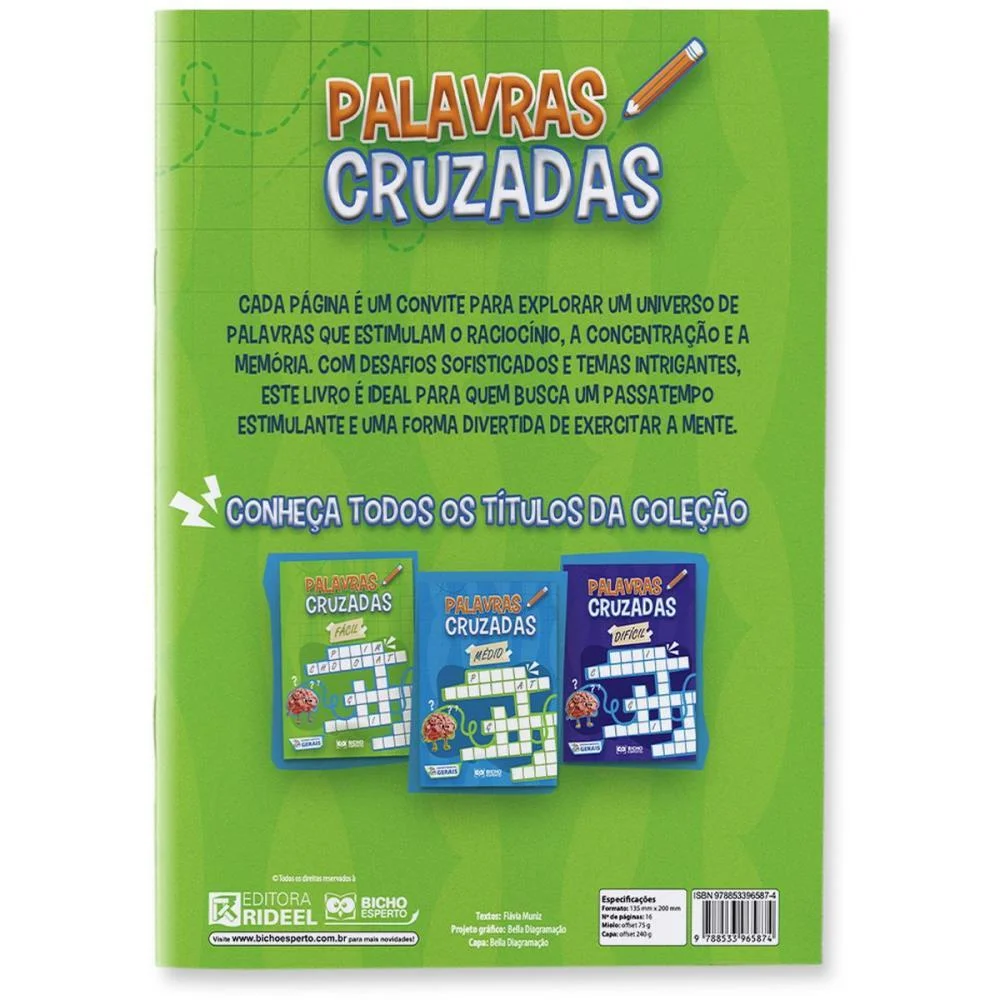 LIVRO DE ATIVIDADES CRUZADINHAS NIVEL FACIL BICHO ESPERTO 10 Unidades - imagem 5