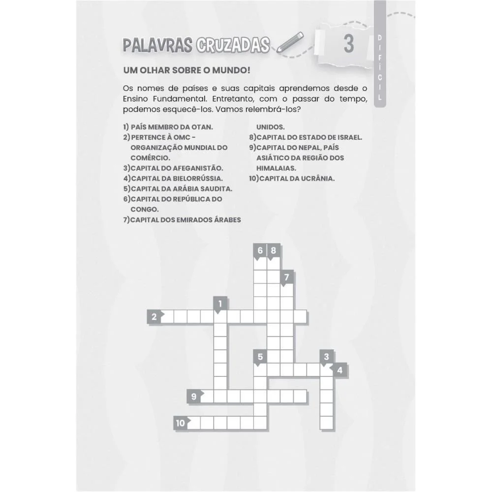 LIVRO DE ATIVIDADES CRUZADINHAS NIVEL DIFICIL BICHO ESPERTO (PCT.C/10) - imagem 3