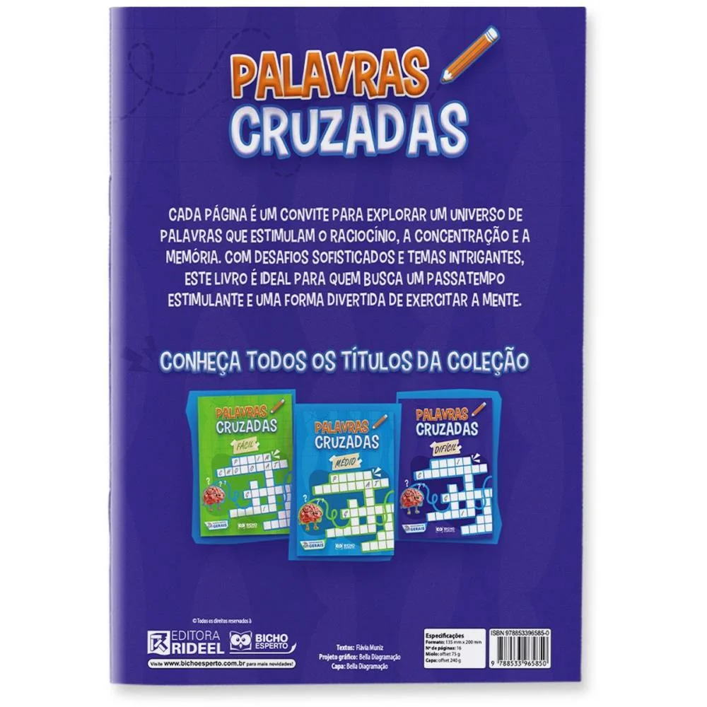 LIVRO DE ATIVIDADES CRUZADINHAS NIVEL DIFICIL BICHO ESPERTO (PCT.C/10) - imagem 5