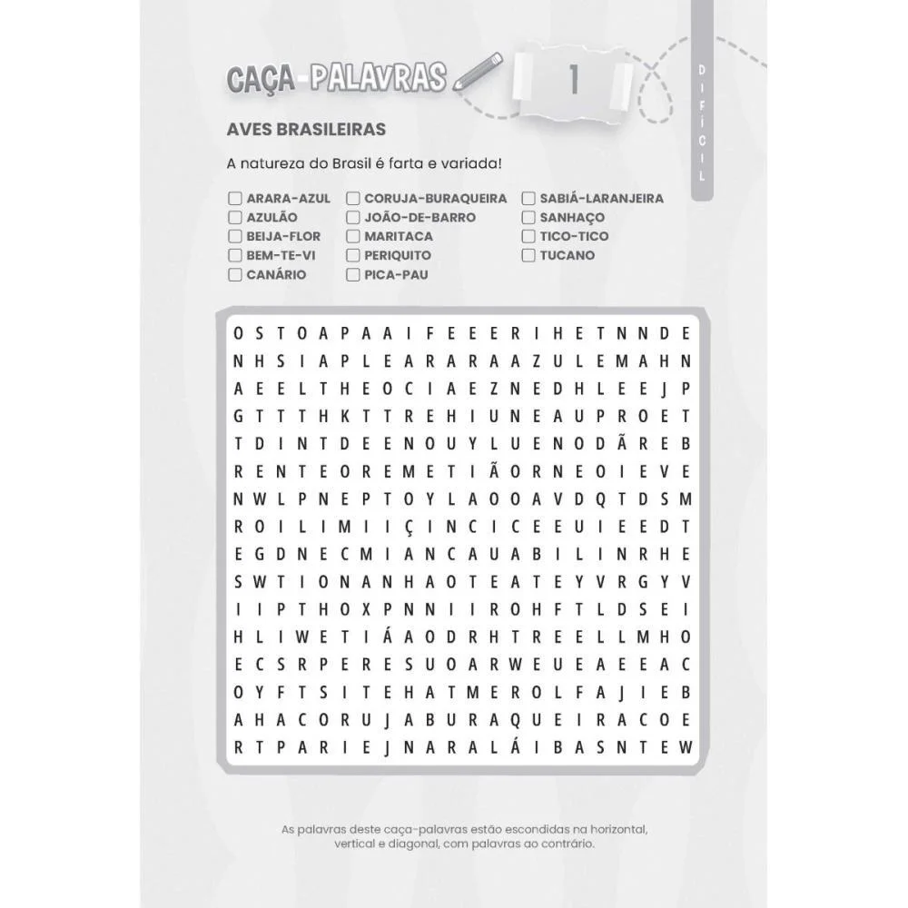 LIVRO DE ATIVIDADES CACA PALAVRAS NIVEL DIFICIL BICHO ESPERTO (PCT.C/10) - imagem 3