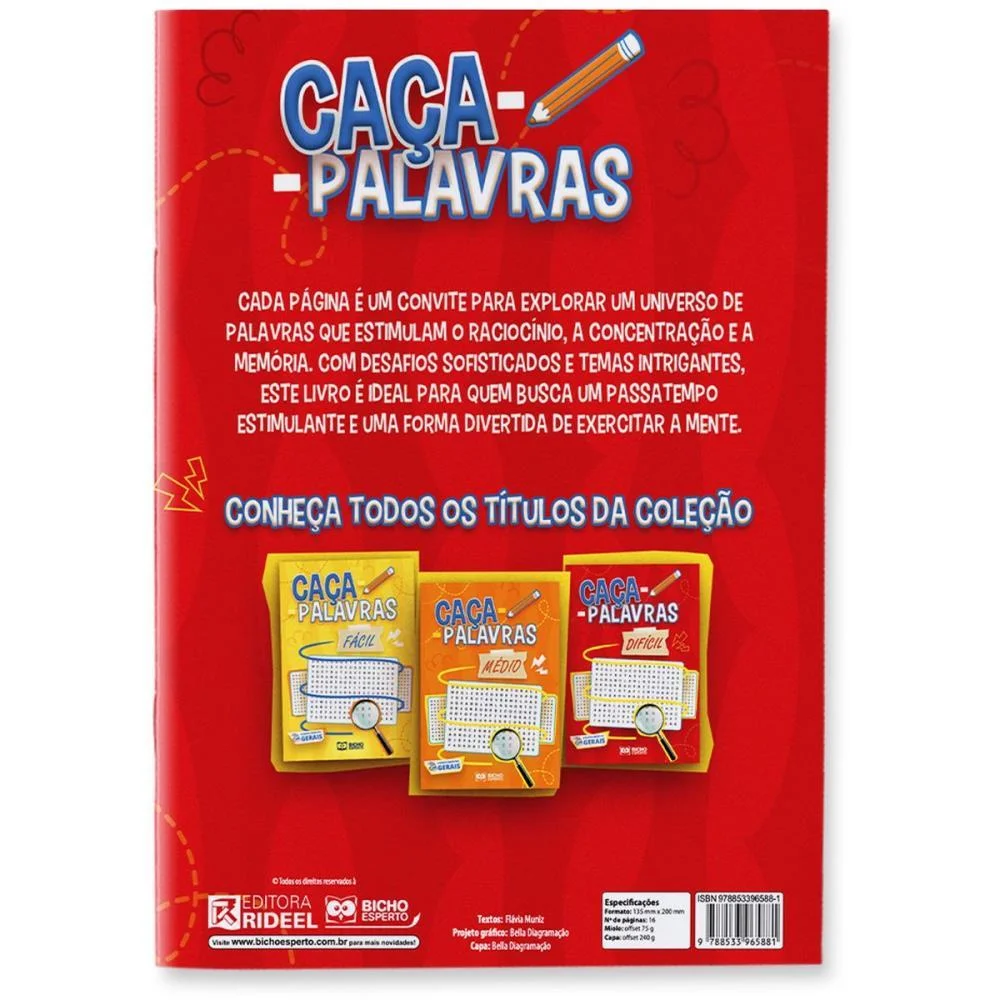 LIVRO DE ATIVIDADES CACA PALAVRAS NIVEL DIFICIL BICHO ESPERTO (PCT.C/10) - imagem 5