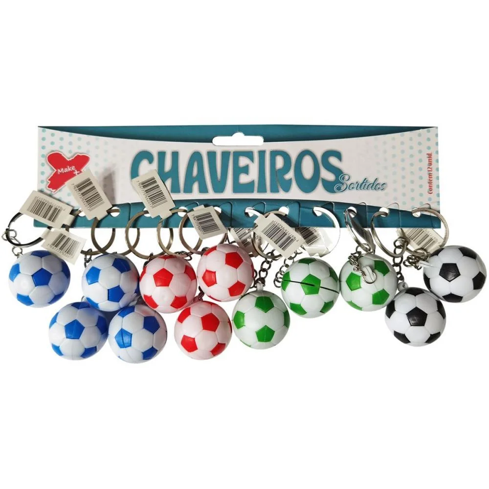 CHAVEIRO BOLA FUTEBOL 3,5CM MAKE+ (BL.C/12) - imagem 3