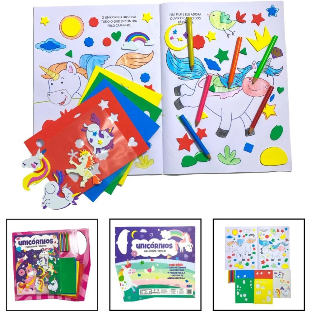 LIVRO COM ADESIVOS UNICORNIOS C/LAPIS E EVA MAGIC KIDS (UNIDADE) - imagem 5