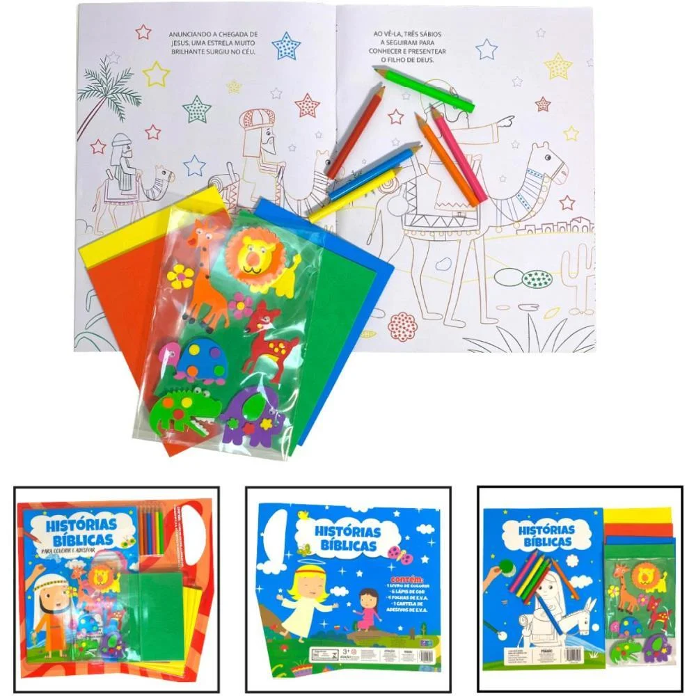 LIVRO COM ADESIVOS HISTORIAS BIBLICAS C/LAPIS/EVA MAGIC KIDS (UNIDADE) - imagem 4