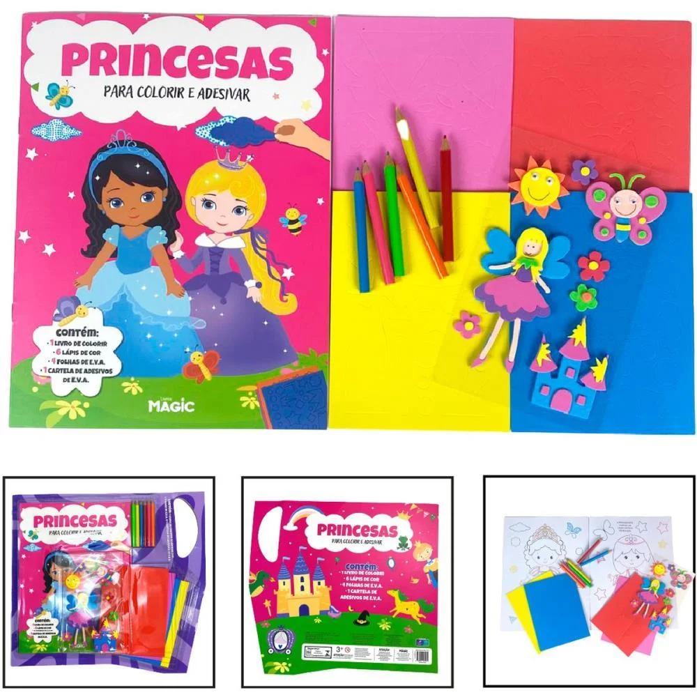 LIVRO COM ADESIVOS PRINCESAS C/LAPIS E EVA MAGIC KIDS (UNIDADE) - imagem 5