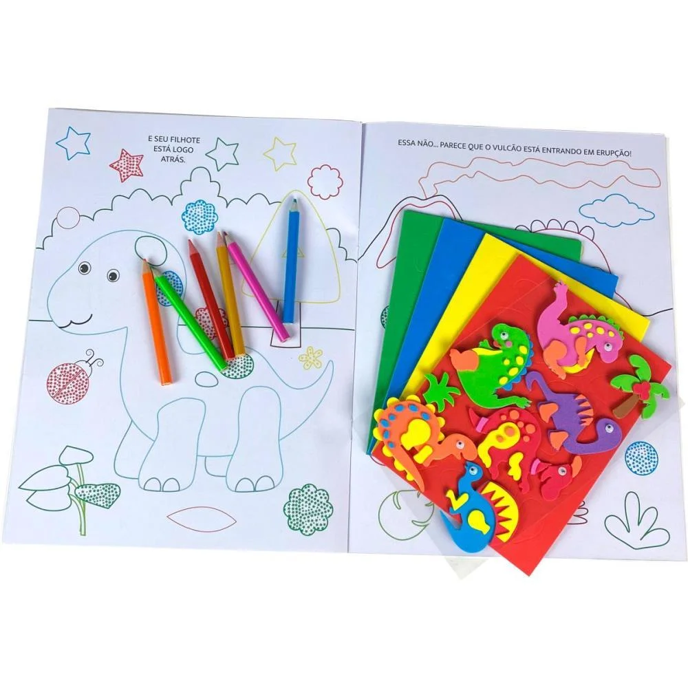 LIVRO COM ADESIVOS DINOSSAUROS C/LAPIS E EVA MAGIC KIDS (UNIDADE) - imagem 4