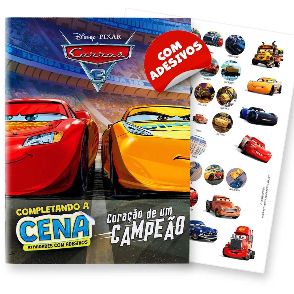 LIVRO COM ADESIVOS COMPLETANDO A CENA CARROS BICHO ESPERTO (UNIDADE) - imagem 7