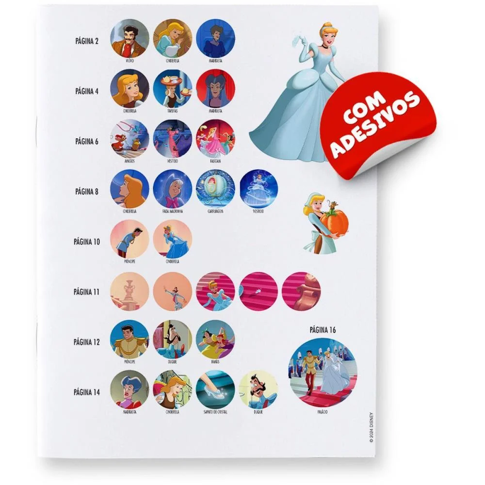 LIVRO COM ADESIVOS COMPLETANDO A CENA CINDERELA BICHO ESPERTO (UNIDADE) - imagem 3