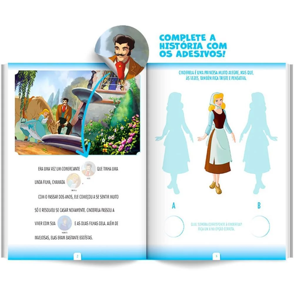 LIVRO COM ADESIVOS COMPLETANDO A CENA CINDERELA BICHO ESPERTO (UNIDADE) - imagem 4