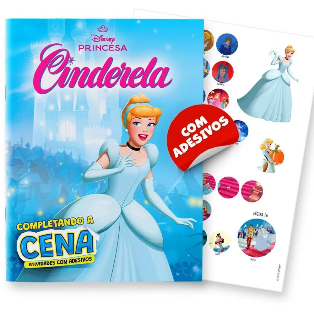 LIVRO COM ADESIVOS COMPLETANDO A CENA CINDERELA BICHO ESPERTO (UNIDADE) - imagem 7
