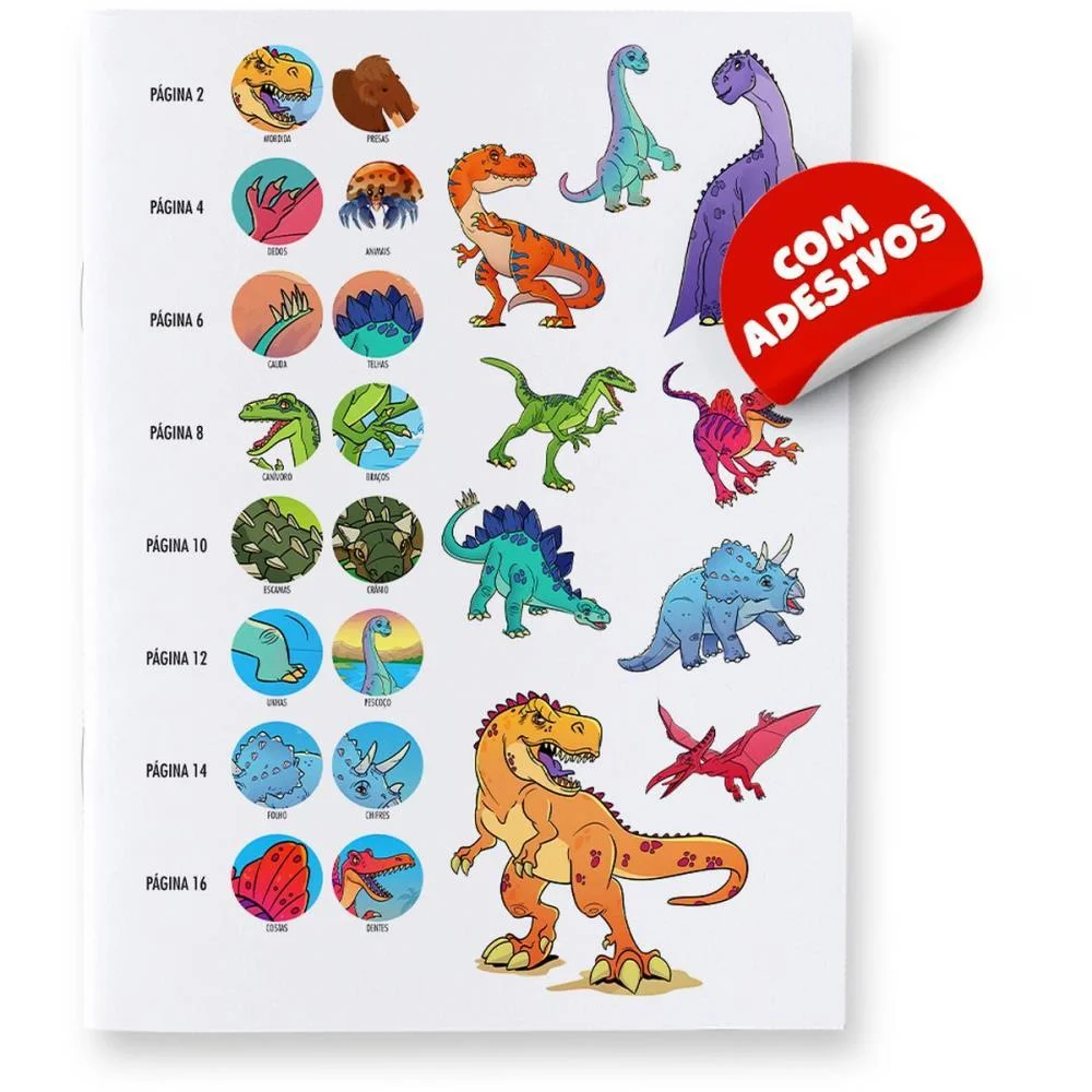 LIVRO COM ADESIVOS COMPLETANDO A CENA DINOSSAUROS BICHO ESPERTO (UNIDADE) - imagem 3