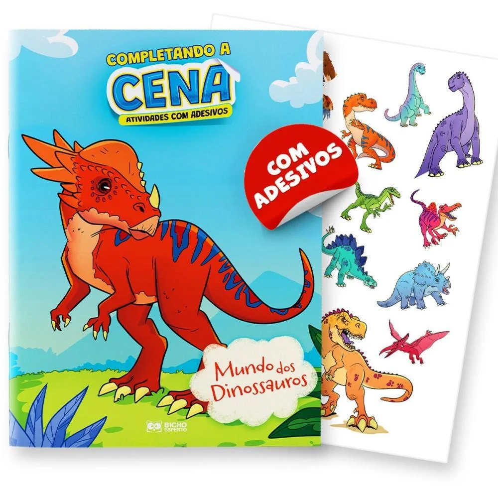 LIVRO COM ADESIVOS COMPLETANDO A CENA DINOSSAUROS BICHO ESPERTO (UNIDADE) - imagem 7