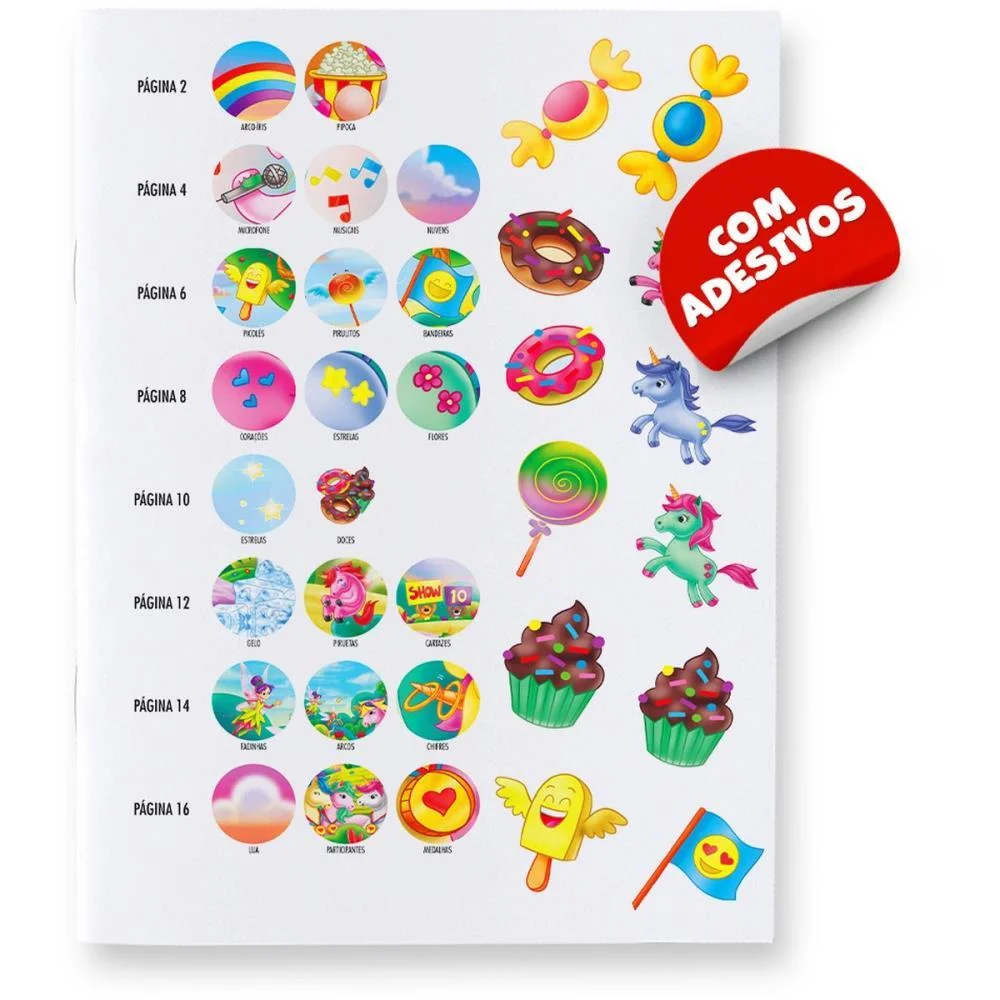 LIVRO COM ADESIVOS COMPLETANDO A CENA UNICORNIOS BICHO ESPERTO (UNIDADE) - imagem 3