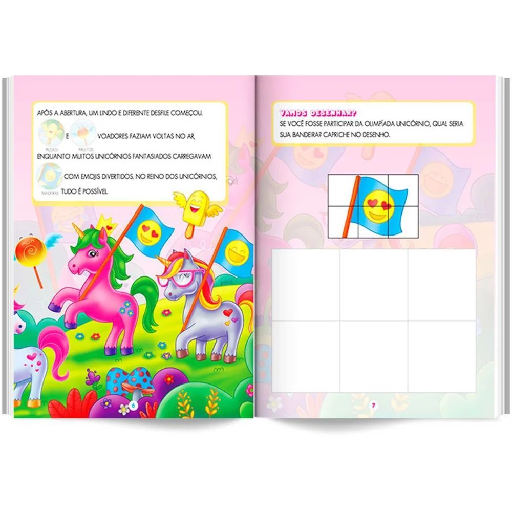 LIVRO COM ADESIVOS COMPLETANDO A CENA UNICORNIOS BICHO ESPERTO (UNIDADE) - imagem 5