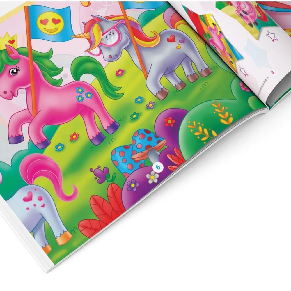 LIVRO COM ADESIVOS COMPLETANDO A CENA UNICORNIOS BICHO ESPERTO (UNIDADE) - imagem 6