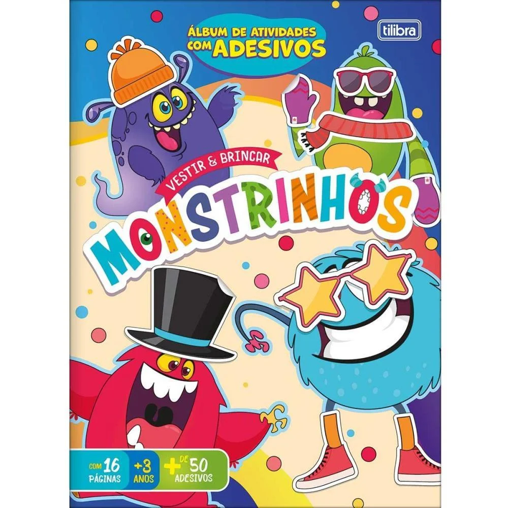 LIVRO COM ADESIVOS VESTIR E BRINCAR MONSTRINHOS 1 TILIBRA (PCT.C/10) - imagem 3