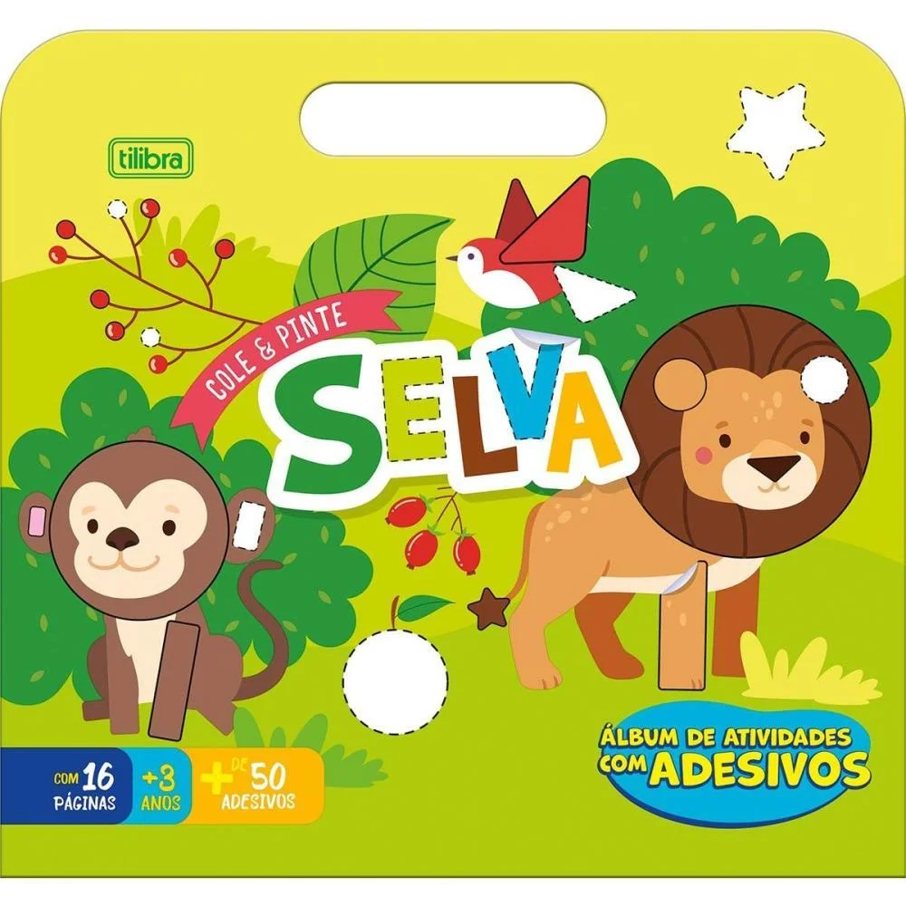LIVRO COM ADESIVOS COLE E PINTE SELVA 16P MALETA TILIBRA (PCT.C/05) - imagem 3