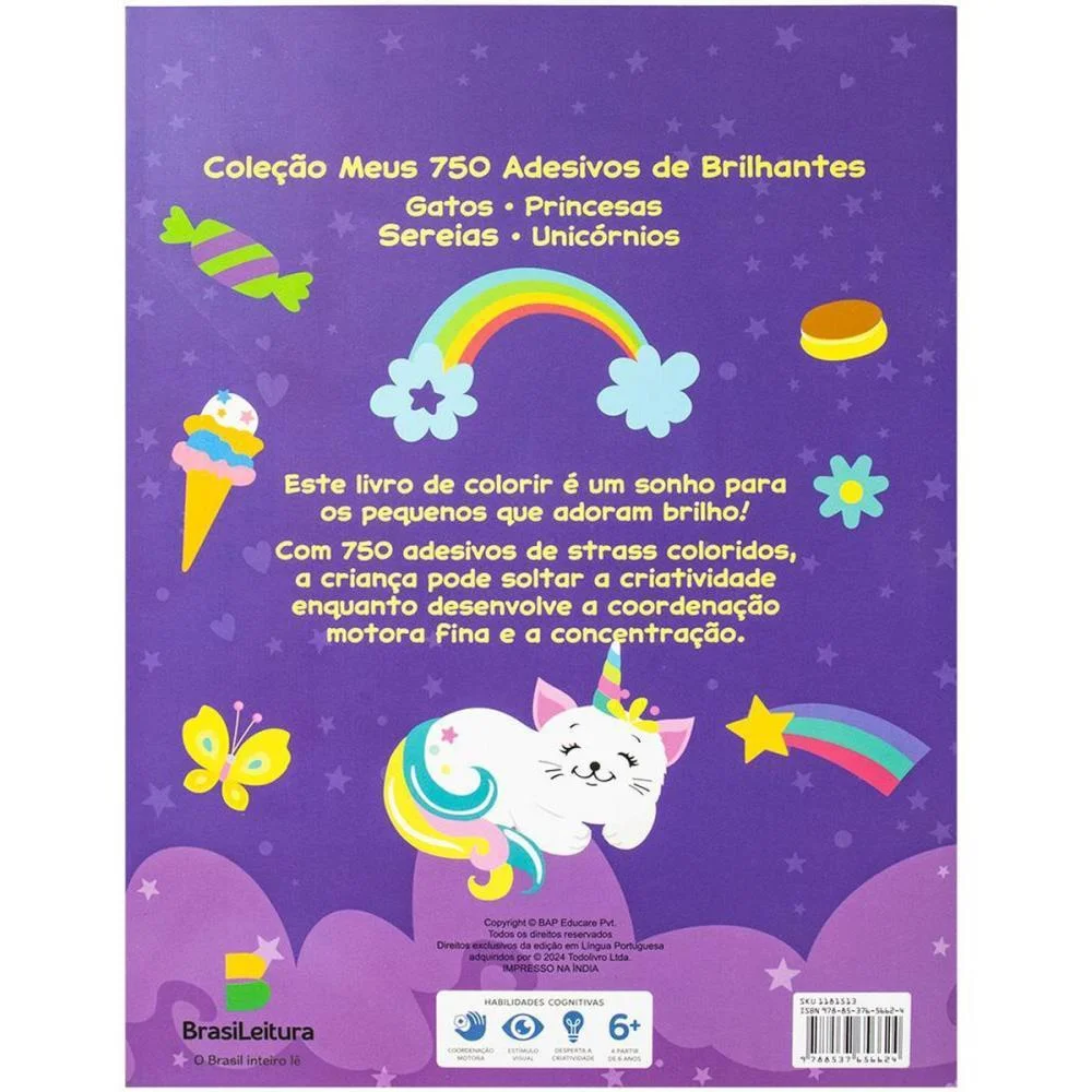 LIVRO COM ADESIVOS 750 ADES.STRASS GATOS 32PG TODOLIVRO (UNIDADE) - imagem 4