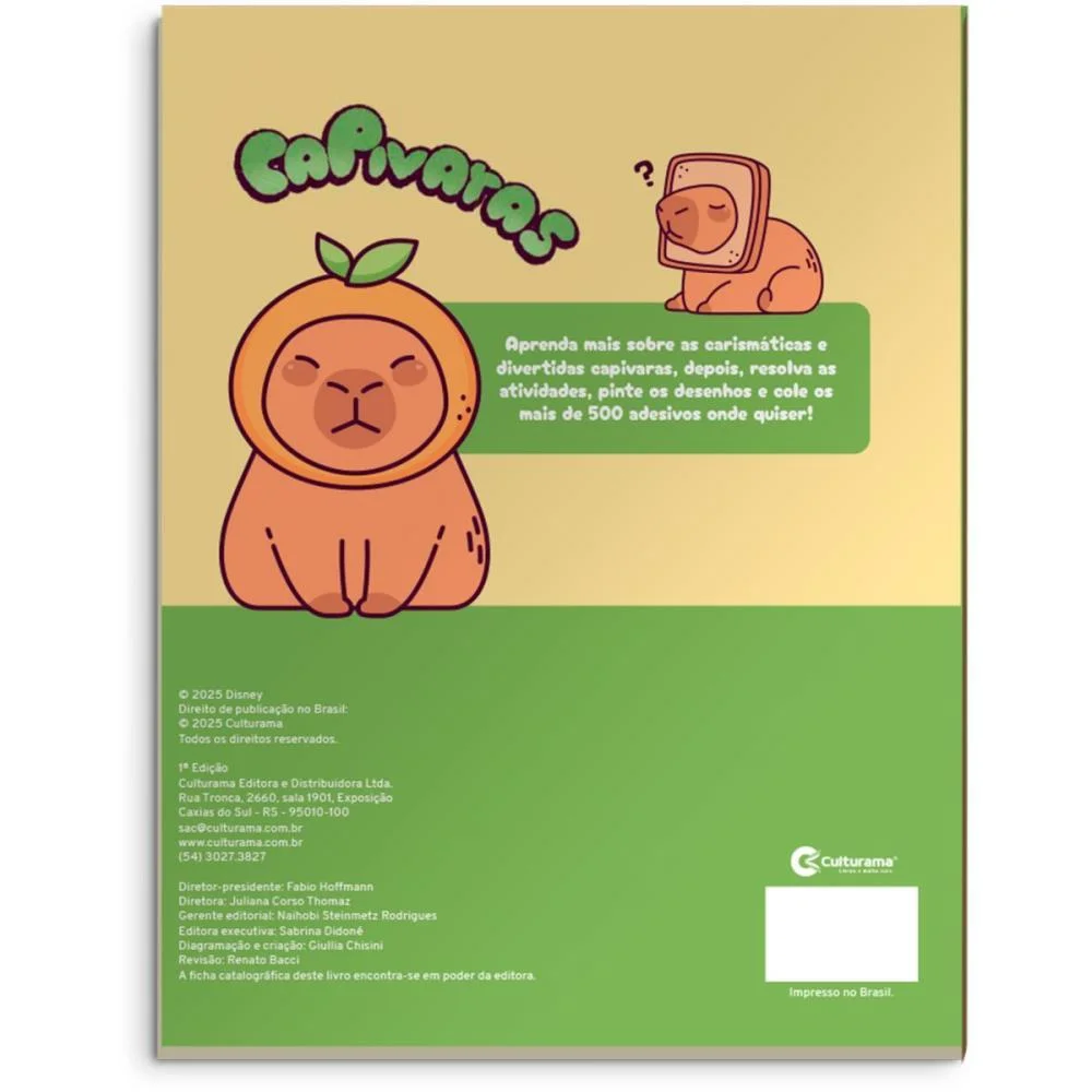 LIVRO COM ADESIVOS CAPIVARAS 40PAG. C/500 ADESIVO CULTURAMA (UNIDADE) - imagem 5