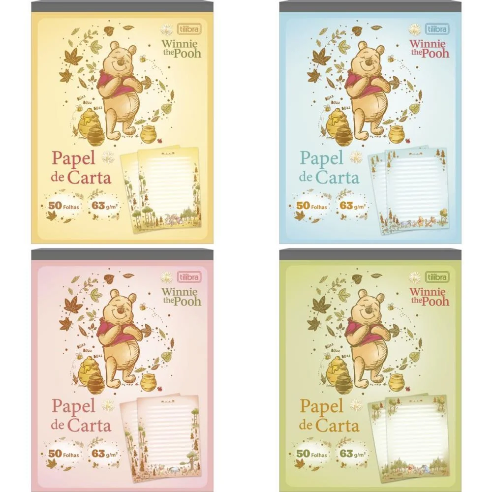 PAPEL DE CARTA DECORADO POOH BLOCO 50FLS 63G TILIBRA (PCT.C/08) - imagem 2