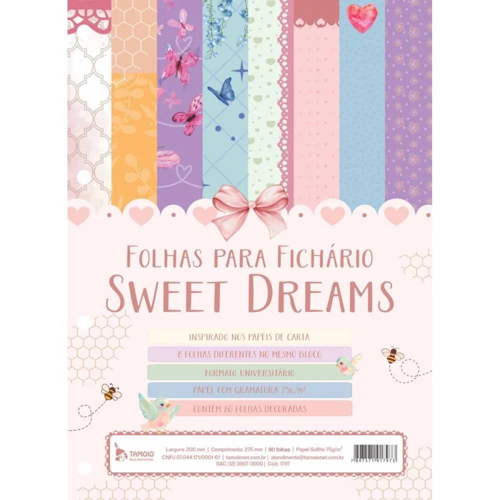 PAPEL DE CARTA DECORADO SWEET DREAMS BLOCO 75G TAMOIO (PCT.C/04) - imagem 11