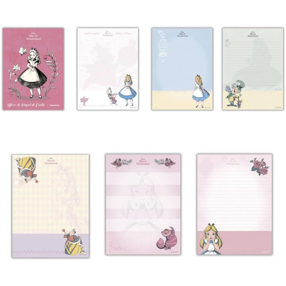 PAPEL DE CARTA DECORADO ALICE IN WONDERLAND BLOCO 70G ANIMATIVA (PCT.C/09) - imagem 2